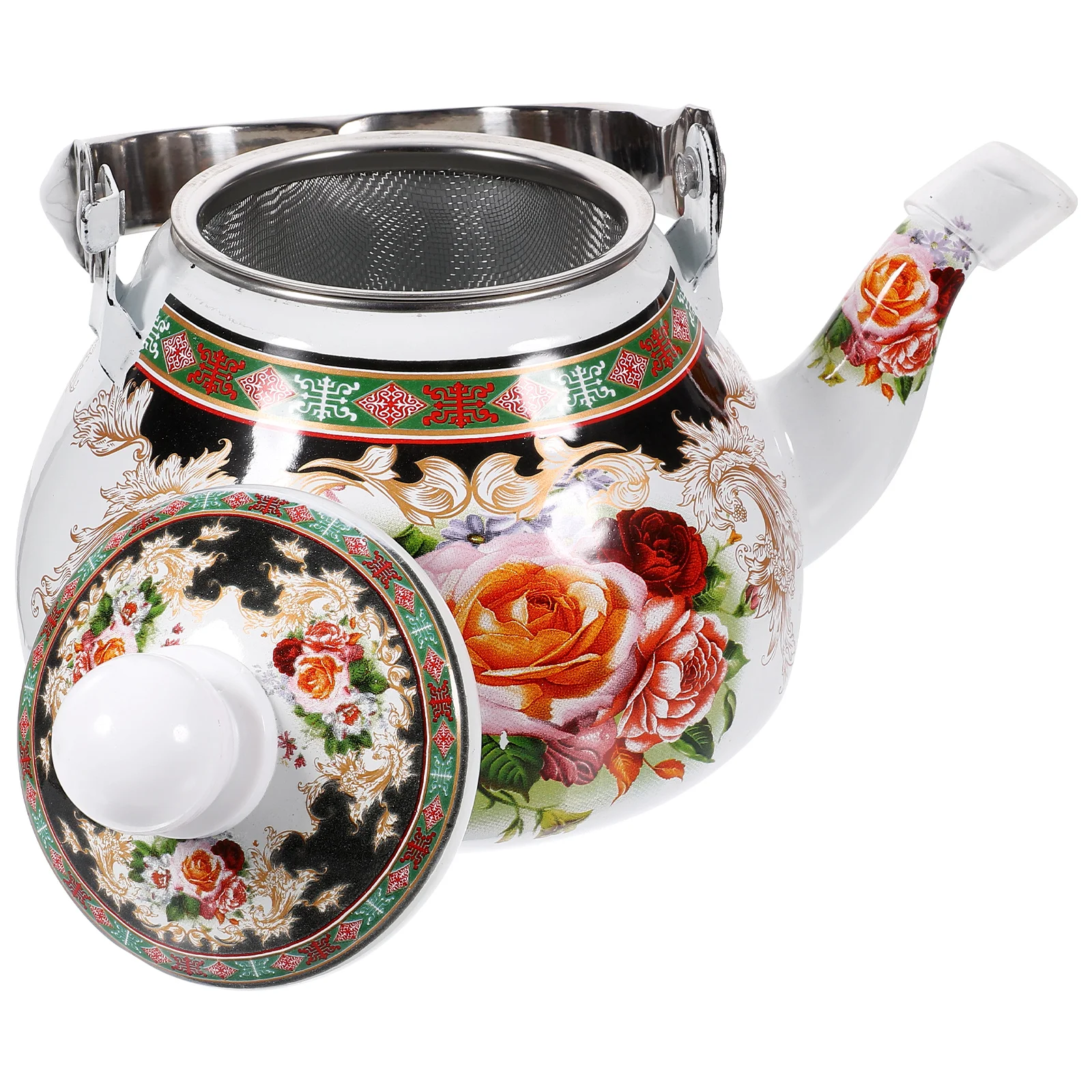 

Enamel Kettle Floral Pattern Tea Kettle Stovetop Decorative Teapot Tea Kettle