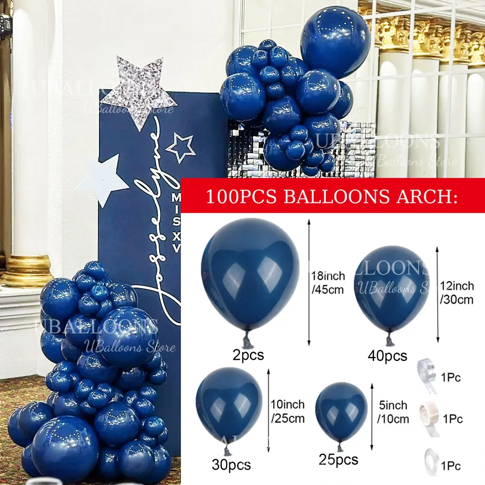 85/100 Stück marineblaue Luftballons Bogen 5 10 12 18 Zoll dunkle Tinte Nachtblaue Ballongirlande für Geburtstag, Hochzeit, Jahrestag, Party, Deko – Detail 4