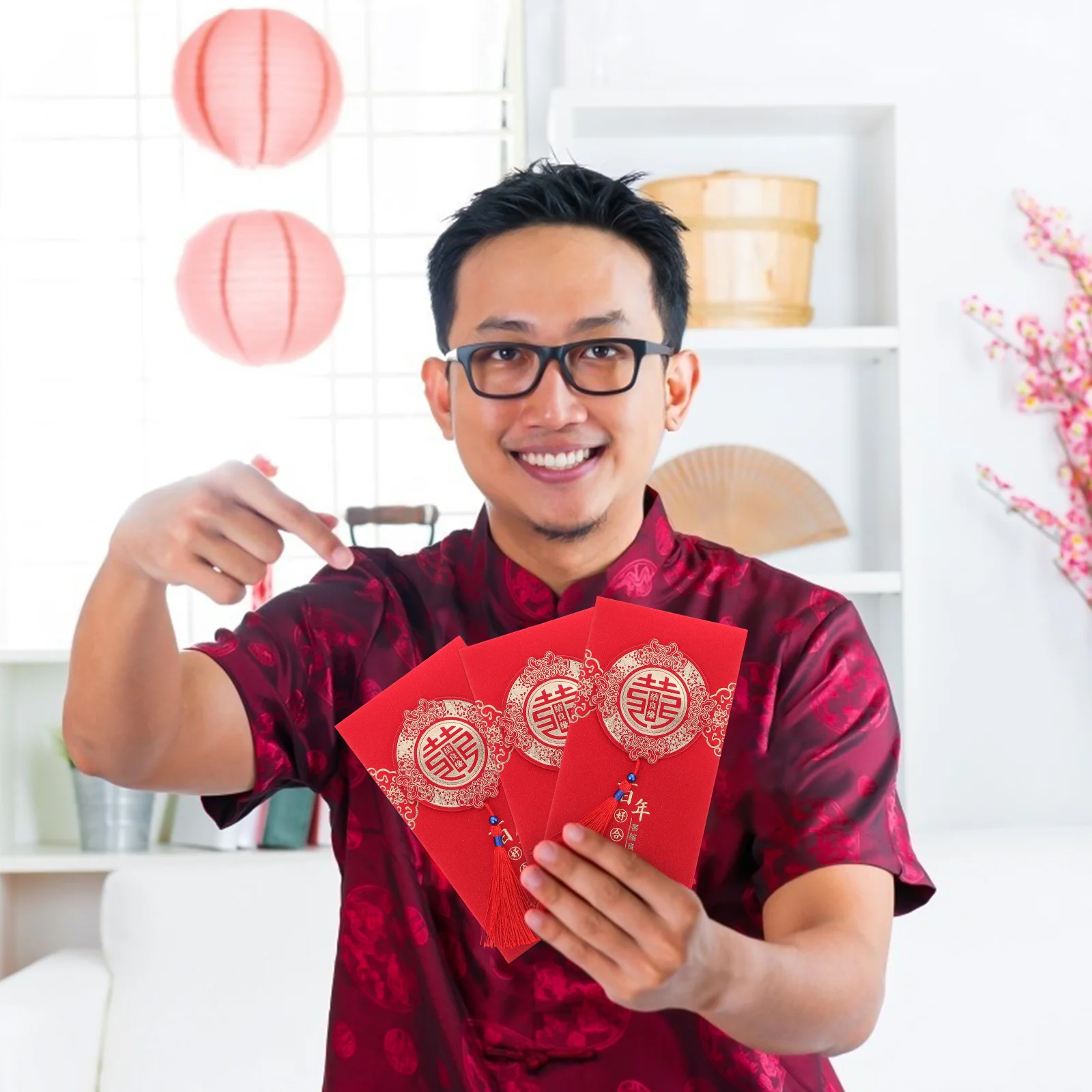 

Бумажник-конверт свадебный красный, 12 шт.