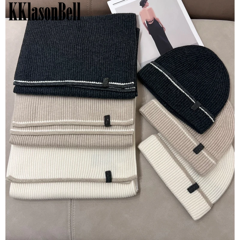 

12.20 KKlasonBell Autumn Winter Cashmere Knitted Scarf Or Beanies Keep Warm Set Women