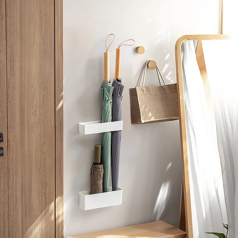 Wall Mounted Umbrella Holder Nail Free Fastener Style Multi-Functional Household Umbrella Storage Rack