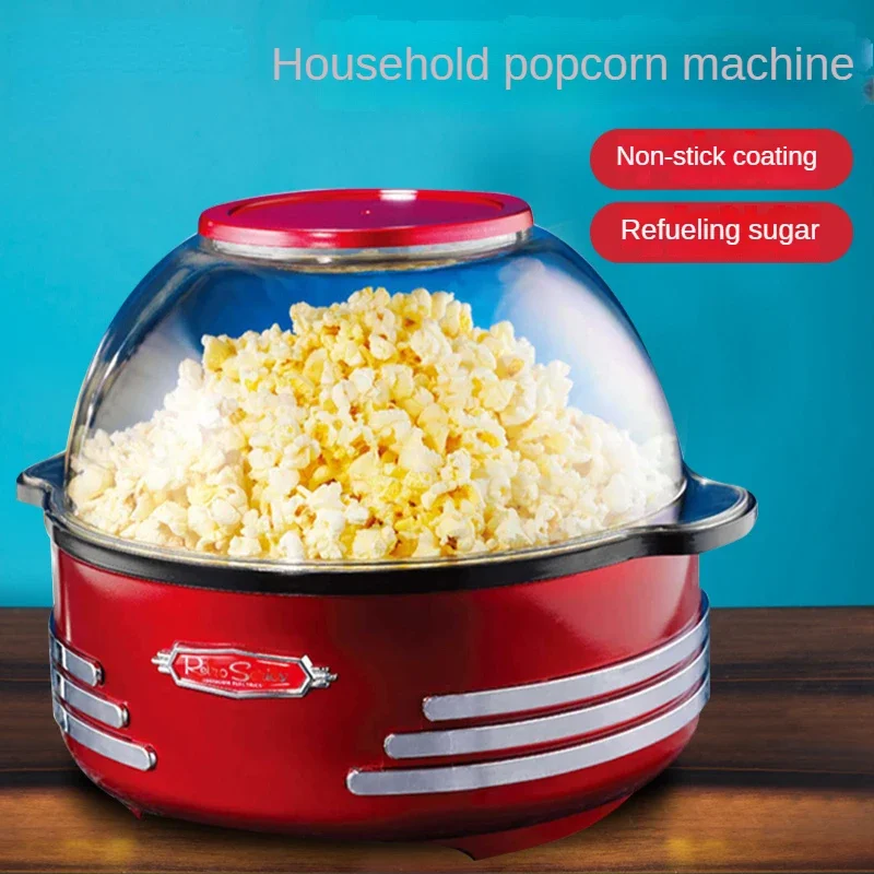 Popcorn Machine Electric Household Small Spherical Automatic Mini Popcorn  Can Add Sugar Oil Popcorn Popper