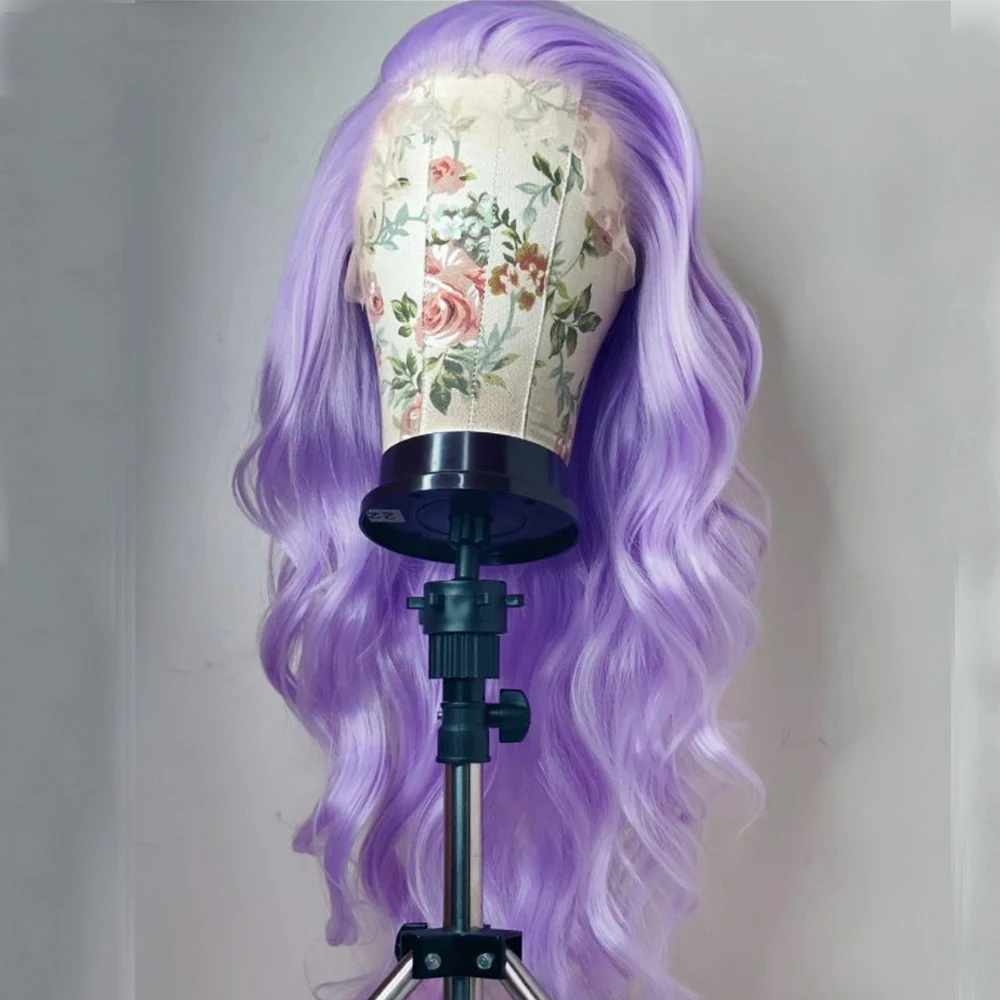 Webster Long Body Wave Synthetic Lace Front Wig Side Part Purple Lace Front Wig for Black Women Natural Hairline Cosplay Wigs