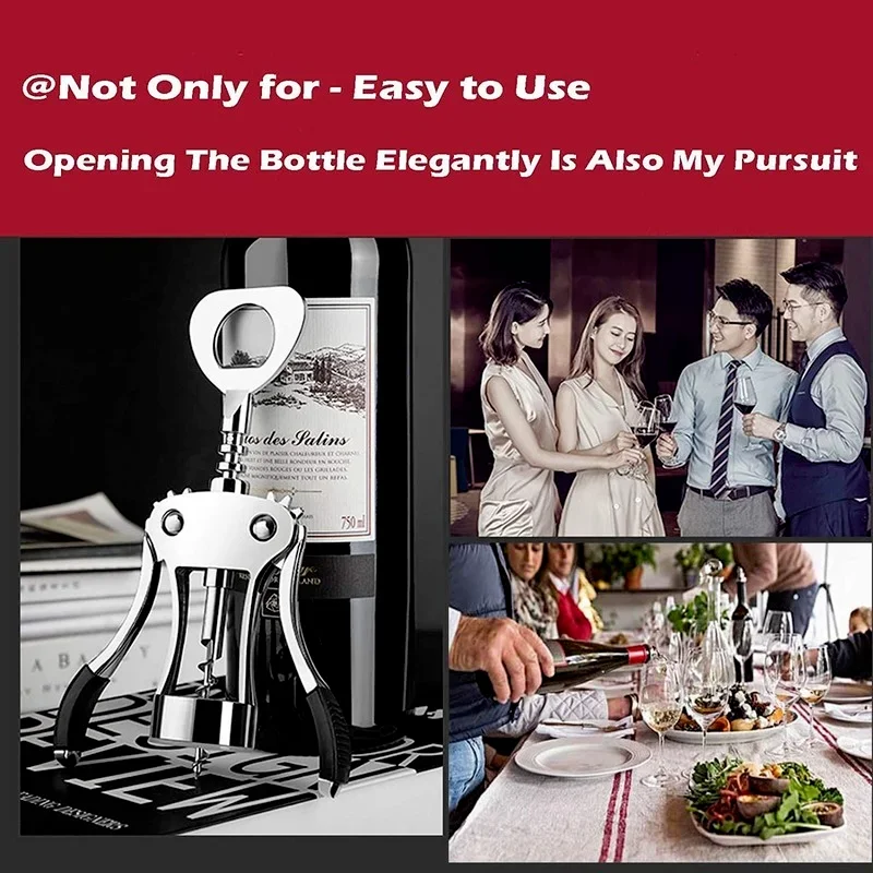 Elegant Zinc Alloy Wine and Beer Bottle Opener with Corkscrew Functionality
