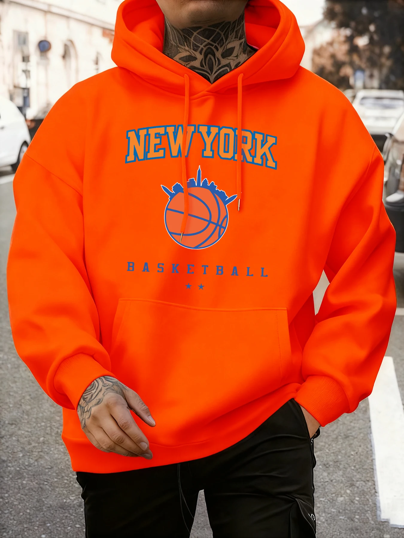New York Basketball Printed Pullovers Men Fleece Casual Sportswear Autumn Warm Fashion Clothing Unisex Loose Soft Hoodies