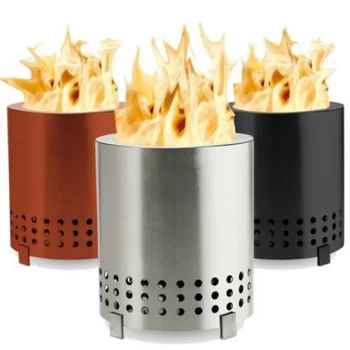 Brûleur portable en acier inoxydable pour camping en plein air, mini feu, poêle à bois, four, barbecue, brasero sans fumée 1