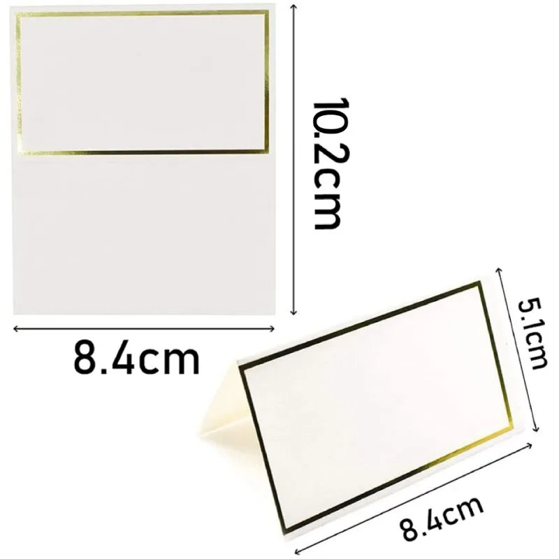 1Pcs Name Place Paper Cards Wedding Banquet Reserved Seating Blank Rectangular Foil Border Table Decor Birthday Party Greeting