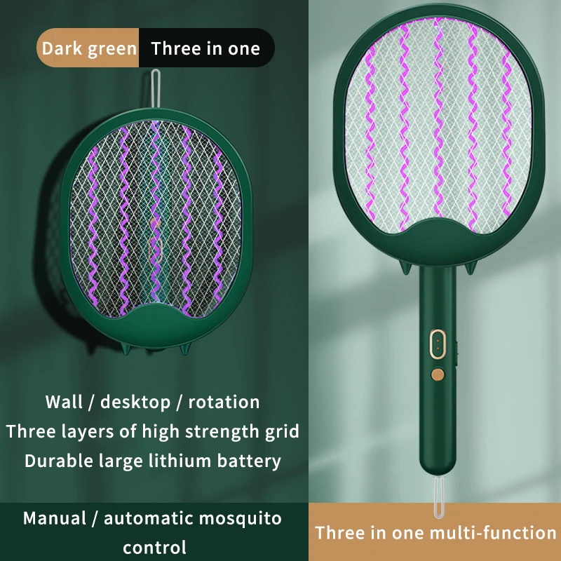 2 in 1 접이식 전기 모기 잡이채 USB 충전식 UV 루어 충격 방지 곤충 파리 가정용 킬러 트랩, 벌레 퇴치 모기 잡이채