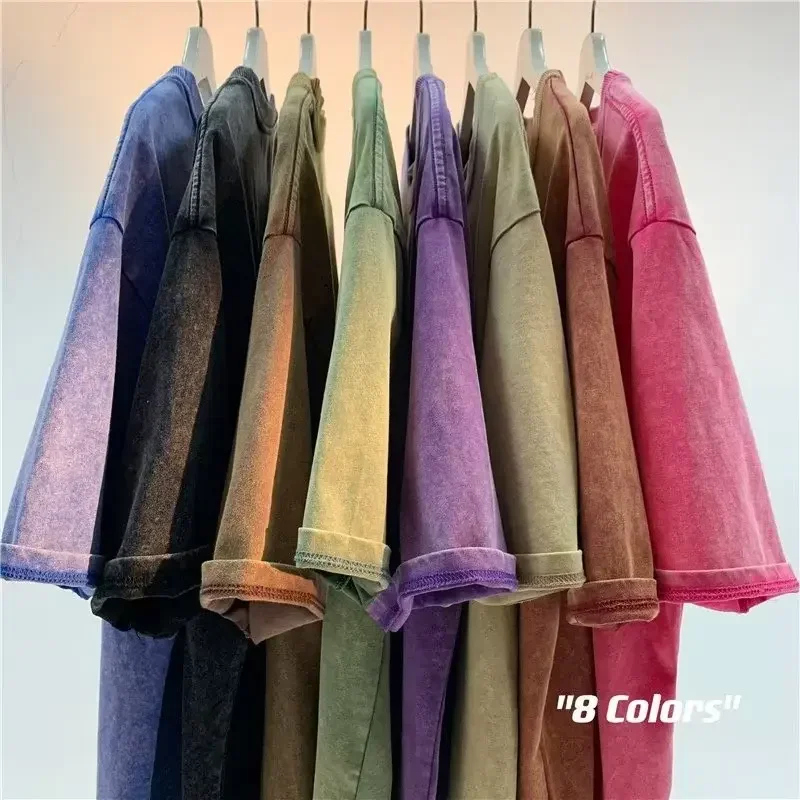 Vintage-Inspired Heavyweight Solid Color Oversized T-Shirt - Unisex Summer Streetwear