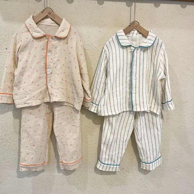 

Baby Girl Boy Cotton Gauze Pajamas Clothes Set Autumn Infant Toddler Child Top Shirt+Pants 2Pcs Home Wear Suit Baby Clothes1-12Y