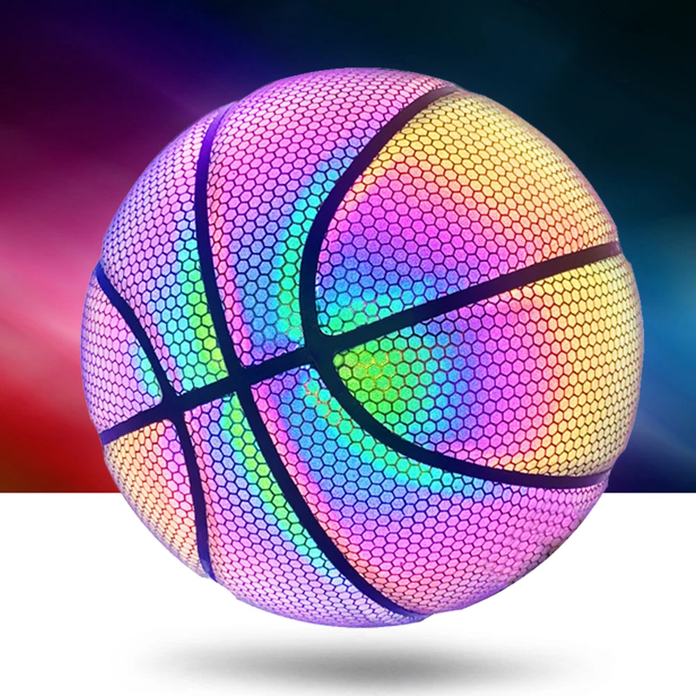 PU Basketball Reflective Ball Glowing Durable Basketball Luminous Luminous Basketballs Gifts Toys For Indoor Outdoor Night Game basketball balls