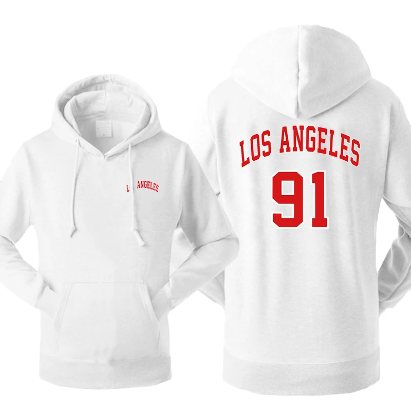 

Lose Angeles 91 Basketball Printed Mans Hoodie Quality Soft Pullovers Harajuku Comfortable Streetwears Hooded Loose Clothes Men