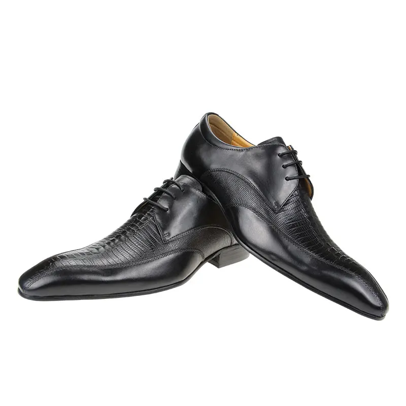 Derby Leather Wedding Shoes Genuine Pointed Adult Lace-up Formal Men's Genuine Leather summer breathable comfortable