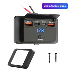 Dual USB - C PD Charging Adapter with Wall Mount for Vehicle and Outdoor Use (Dual 3.1A Dual QC3.0)