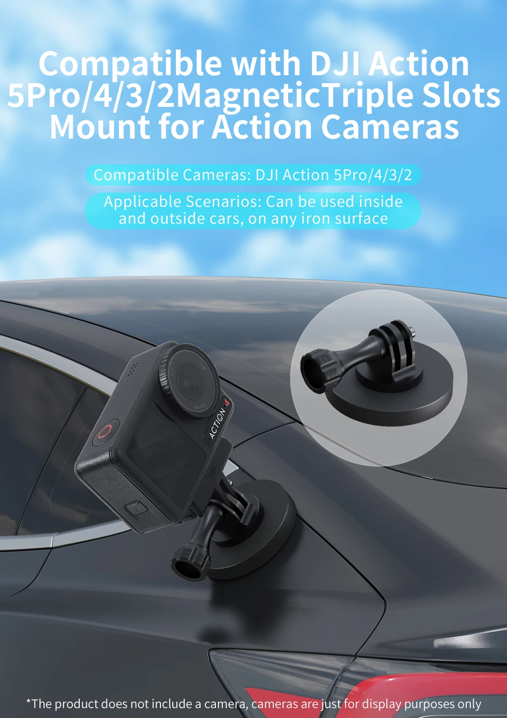 Super magnetischer Ständer, verstellbarer Schnellverschluss für DJI Action 5 Pro 4 Gopro 13 Insta360 ONE Kamera, Autohalterung, Kamerahalterung – Detail 1