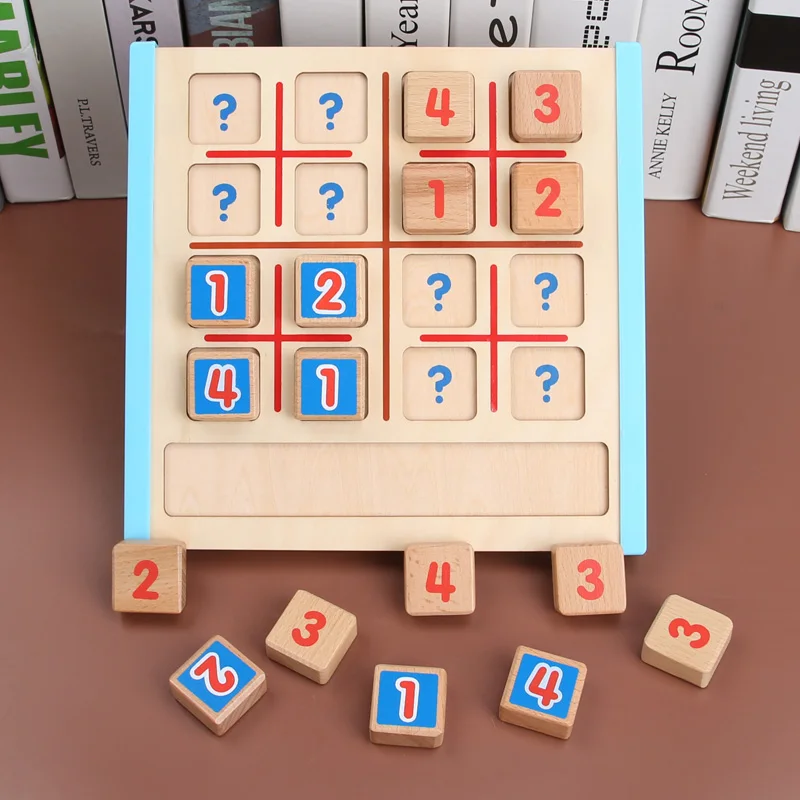 Montessori Materials Wooden Toys Sudoku Nine Square Grid Digital Chess Game Primary School Students Toddler Boys 4