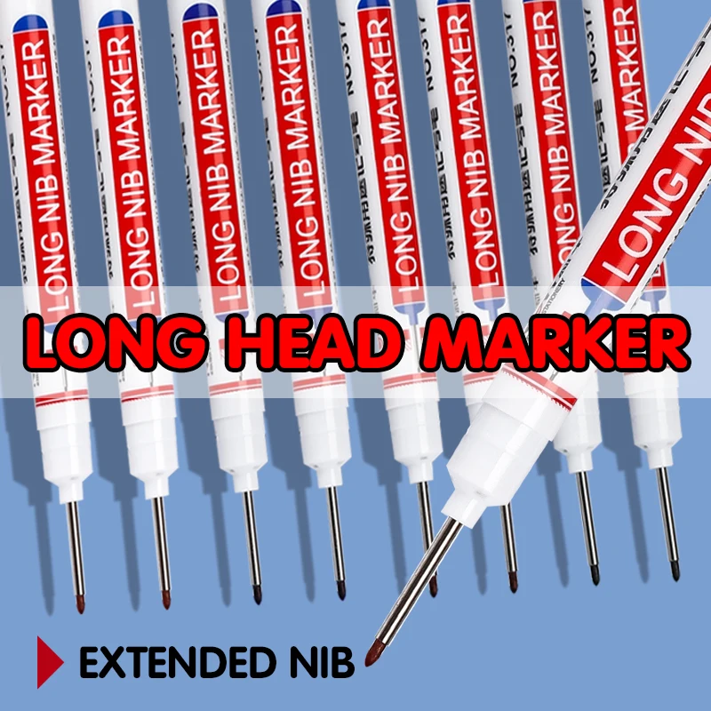 6Pcs White Deep Hole Long Nib Head Oily Permanent Art Markers