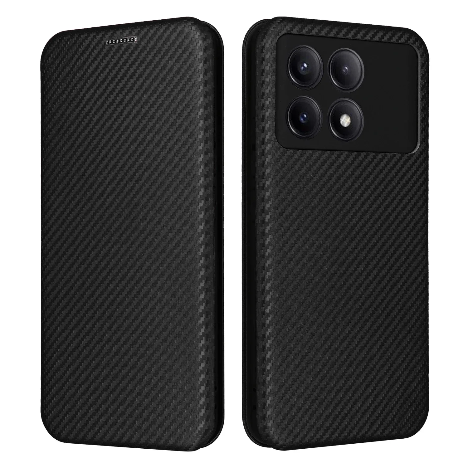 Premium Luxury Leather Flip Case with Carbon Fiber Skin Book Cover