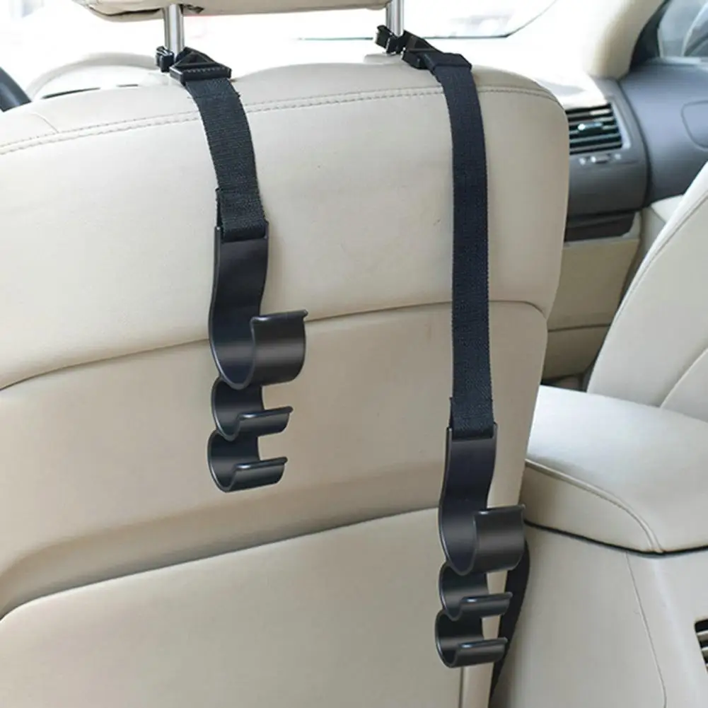 

2Pcs Car Back Seat Hooks Adjustable Good Load-Bearing Universal Interior Auto Vehicle Car Headrest Hooks Hanger Car Supplies
