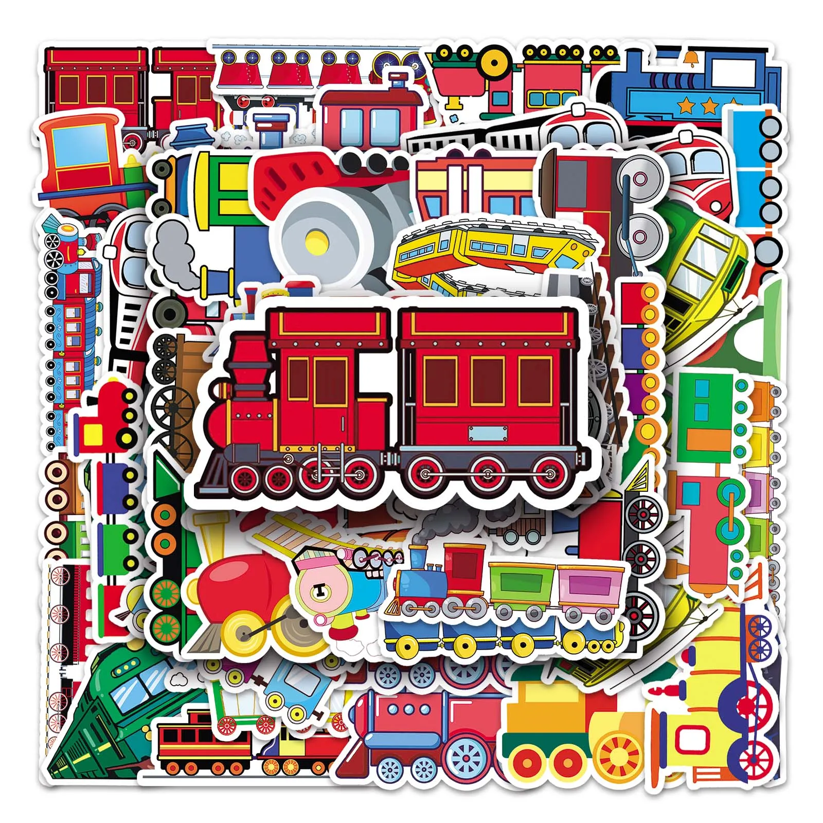 Small Train Series Cartoon Cute Waterproof Sticker Skateboarding Snowboard Retro Vinyl Sticker 50Pcs self adhesive stickers vinyl stickers