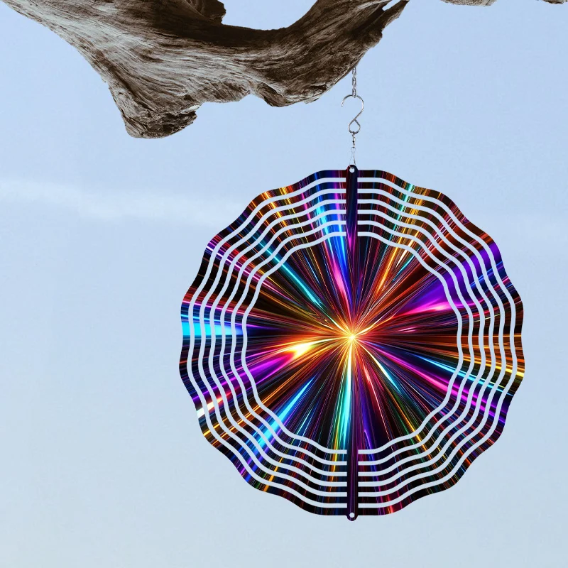 3D 만다라 윈드 스피너 - 정원, 야외 장식 및 크리스마스 선물용 양면 금속 풍차