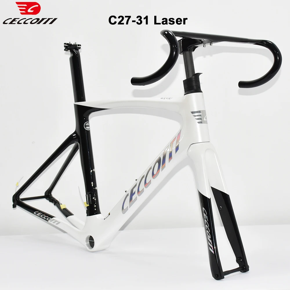 CECCOTTI RF27 Model Laser Carbon Bicycle Frame Handlebar T47BB Disc Brake Full Internal Cable Road Bike Frame