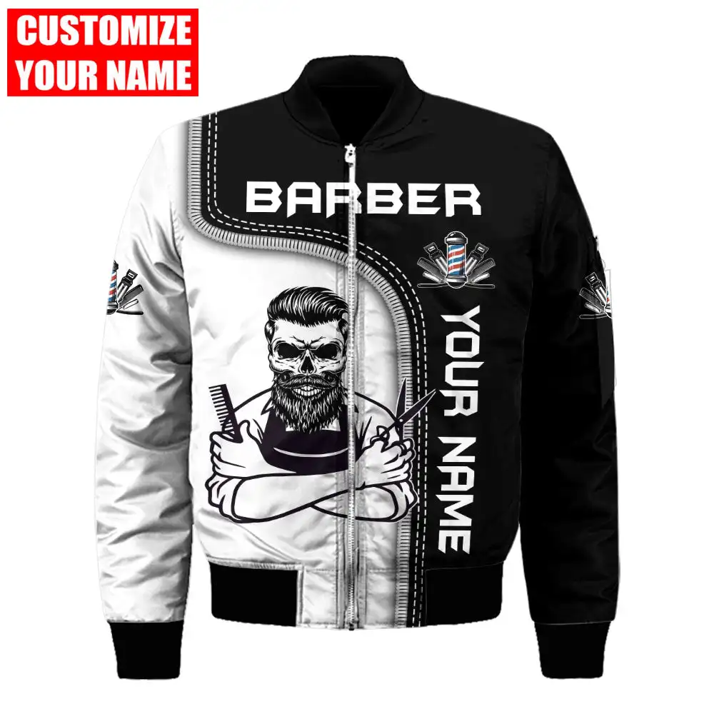 PLstar Cosmos Winter Herren Bomberjacke Personalisierter Name Barber 3D-gedruckte warme Reißverschlussjacke lässiger Unisex-Jackenmantel FX-12 – Detail 10
