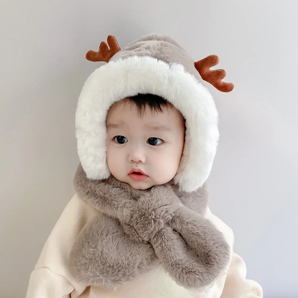 

Baby Winter Warm Hat Scarf Kit Girls Boys Winter Hat Earflap Hoodie Scarf Winter Thicken Ear Hat for Infant Toddler Accessories
