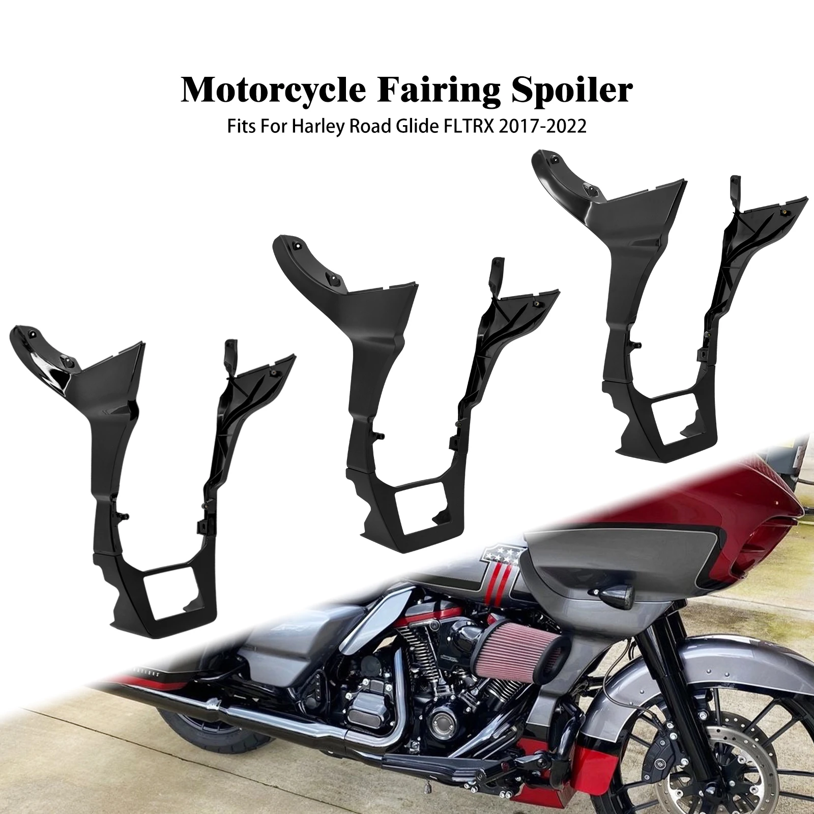 

Motorcycle Black Fairing Spoilers Cover For Harley Touring Road Glide Special Limited Ultra FLTRU FLTRK FLTRX FLTRXS 2017-2022