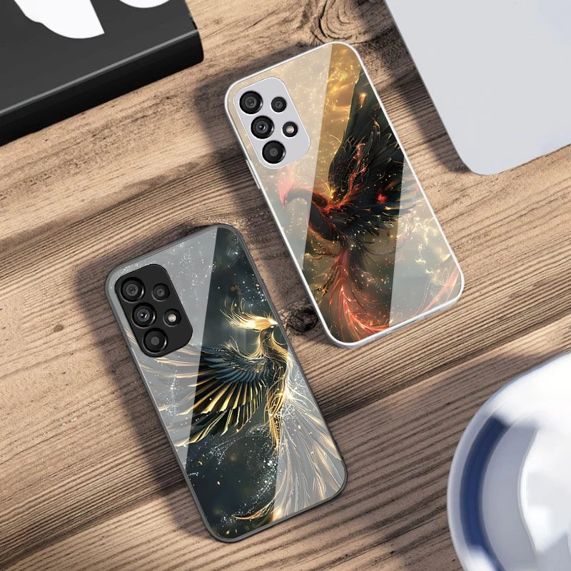 Golden Phoenix Unfolding Tempered Glass Phone Case
