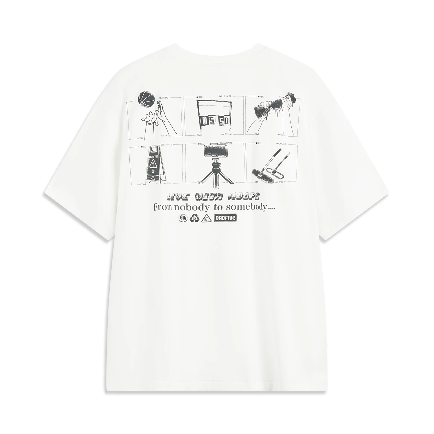 Li-Ning Men BADFIVE T-shirt Cotton Loose Fit Comfortable LiNing Casual Short Sleeve Basketball Culture Tee Tops AHSV027 men sport tees