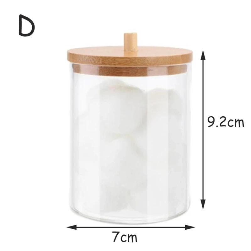 Acrylic Bathroom Jar & Makeup Organizer with Bamboo Lid: Cotton Pad & Swab Holder
