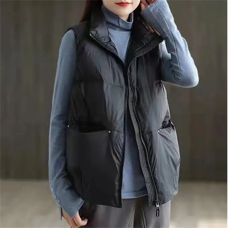 Fashion Down Vest Women's Short Section 2022 Autumn Wnter New White Duck Down Jacket Vest Jacket Lightweight Short Jacket yanghaoyusong homemade x men first class professor x huīsè de dàyī rey wool coat sitable for autumn and wnter