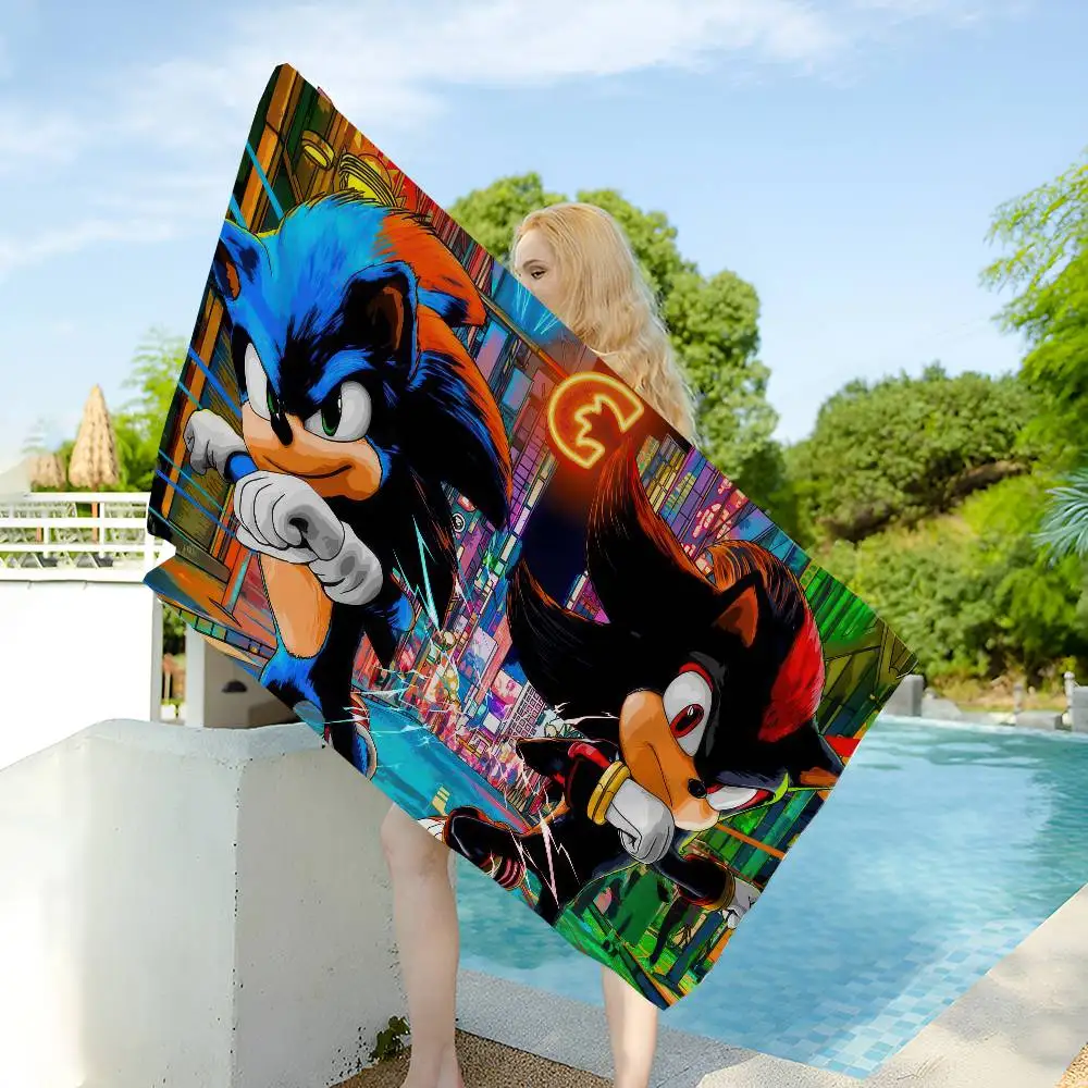 Classic Movie S-sonicS Anime Game Microfiber Beach Towel Absorbent Quick Dry Soft Yoga Swimming Resort Mountain Climbing Towel