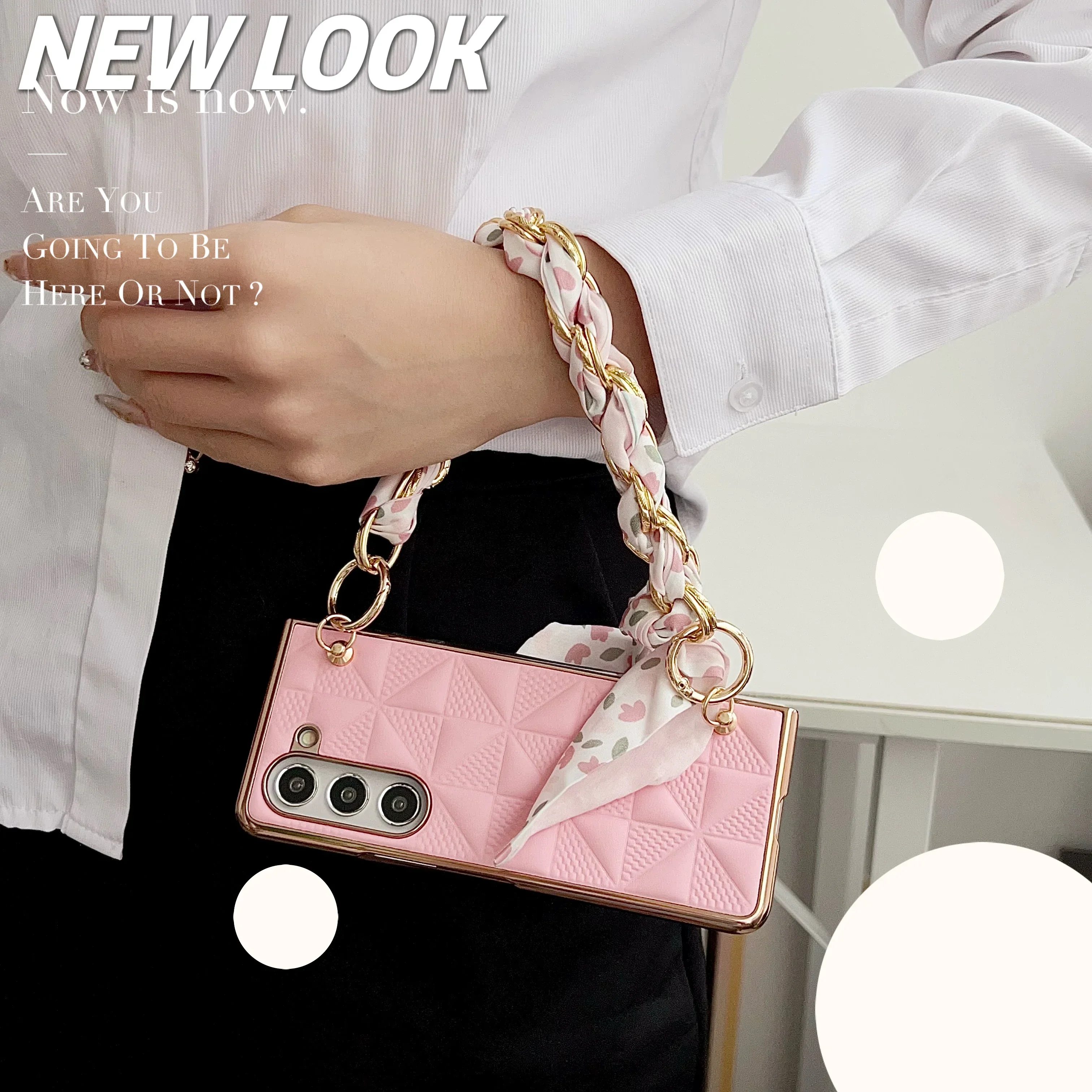 Coque de téléphone en cuir à treillis galvanisé de luxe pour Samsung Galaxy Z Flod 6 5 4 3 5G, étui de protection antichoc à la mode_voghion.com