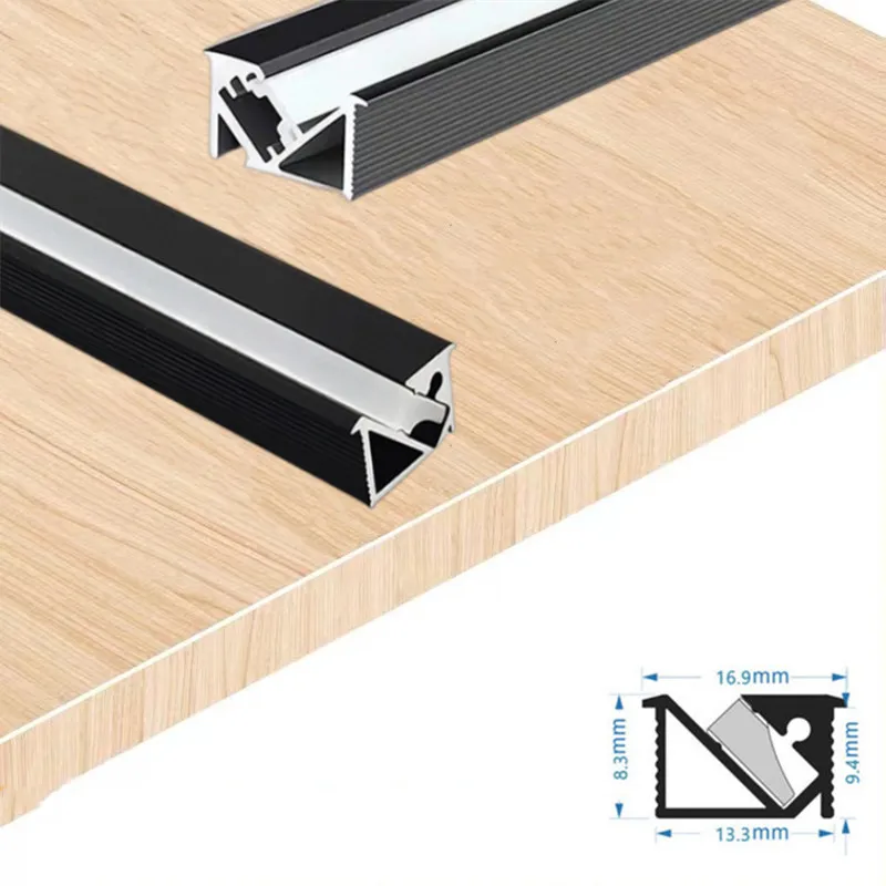 Anti-glare LED Aluminum Profile Recessed Laminate Light Oblique Glowing Hidden Channel Silicone Cover Shelf Cabinet Linear Strip