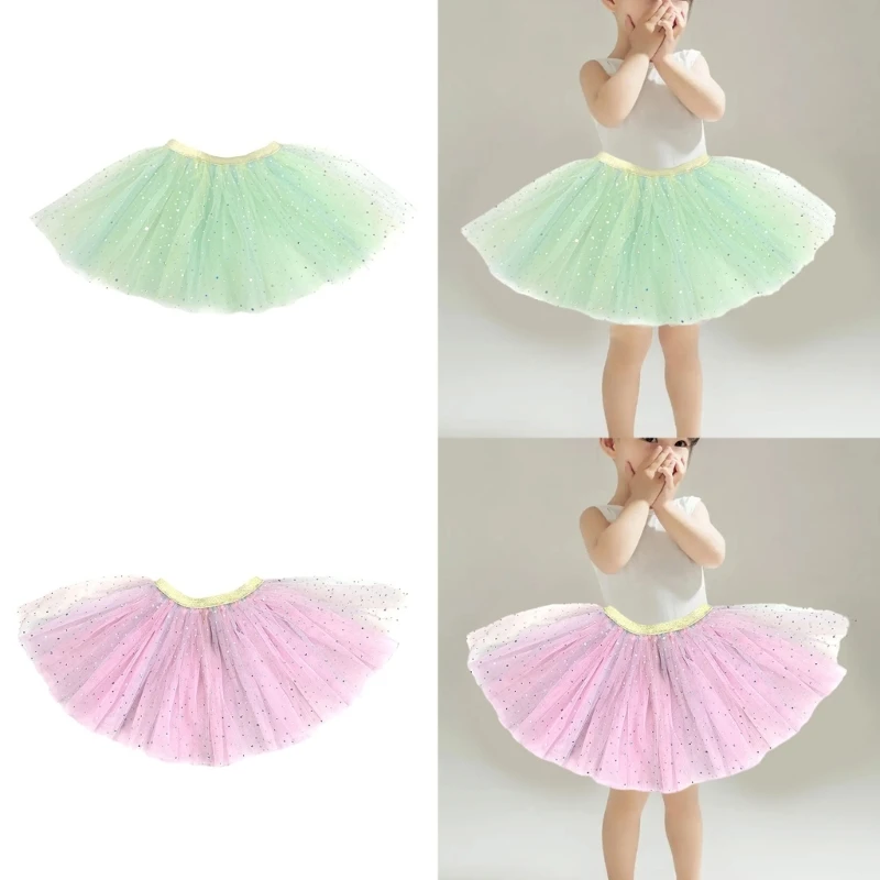 

B2EB Girls Skirt Layered Sequins Skirts Tulle Dance Skirt for Party Little Girls