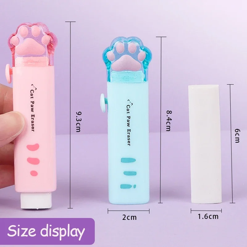 Pencil Eraser Retractable Eraser Kneadable Eraser Biscuit Eraser Plasticine Eraser 4pcs Kawaii Eraser Cartoon Pencil Erasers Set Student Cat Paw Rubber Aesthetic Office & School Supplies