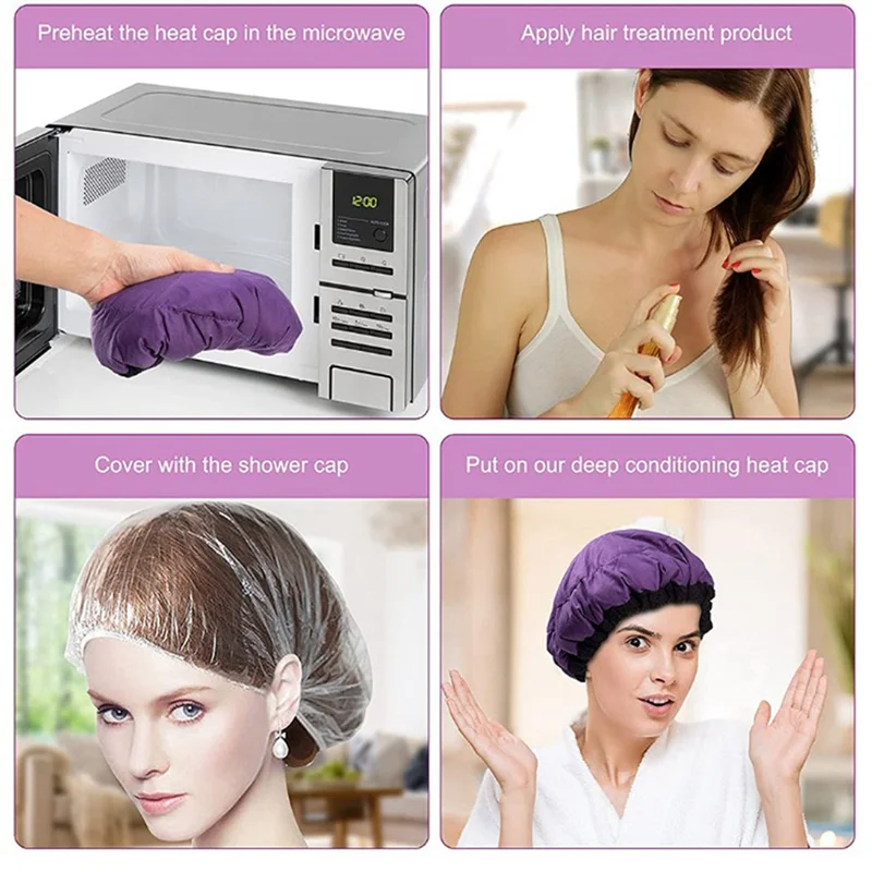 Flaxseed Care Cap Microwave Heating Steaming Cap Hair Care Baked Oil Heating Purple