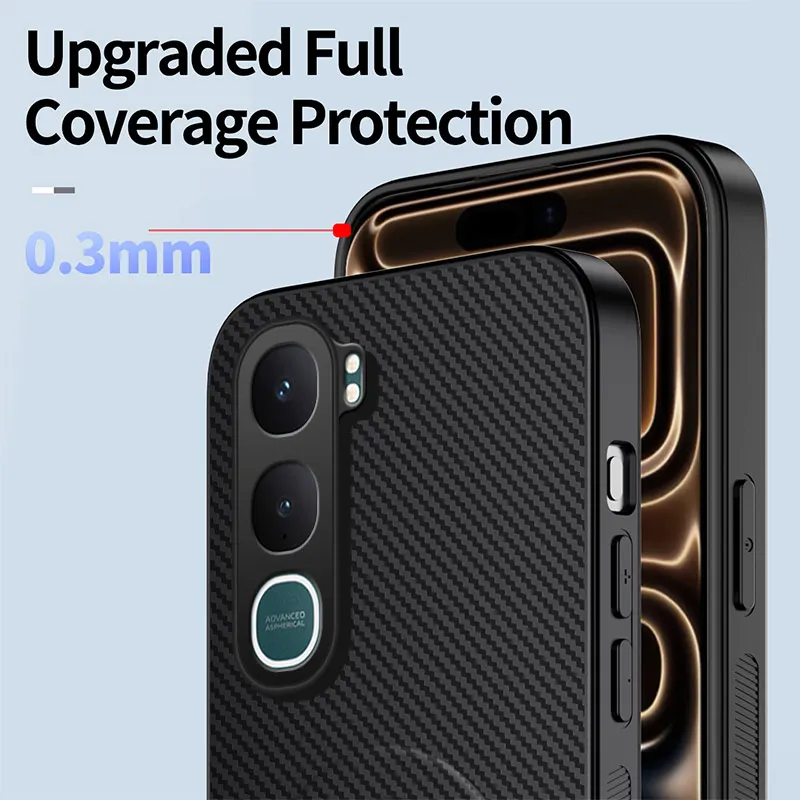 Business Carbon Fiber Magnetic Phone Case with Foldable Kickstand and Anti-Fall Texture Cover