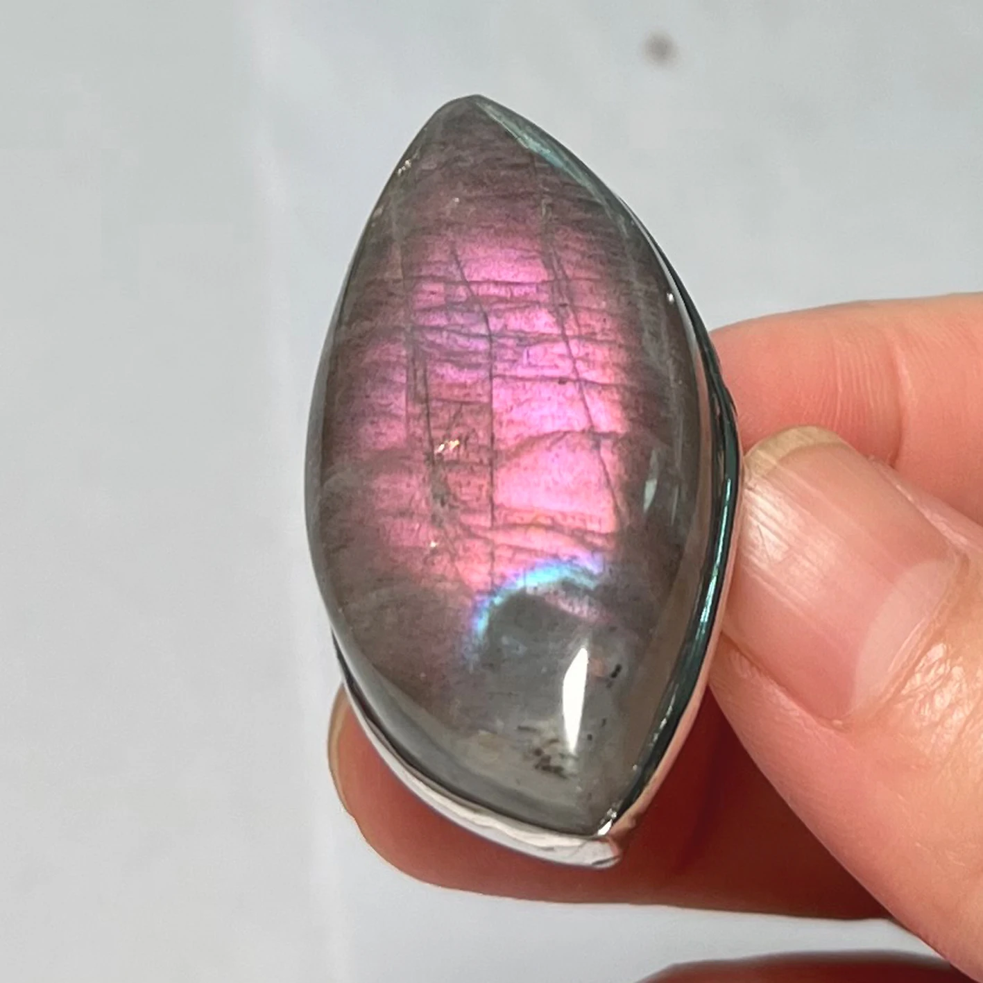 Ring Round Circle Irregular Shape Bead Natural Stone Pink Blue Labradorite Finger Ring for Women Men Gift Adjustalbe 7-9 Z018 Finger Ring Adjustable Rings