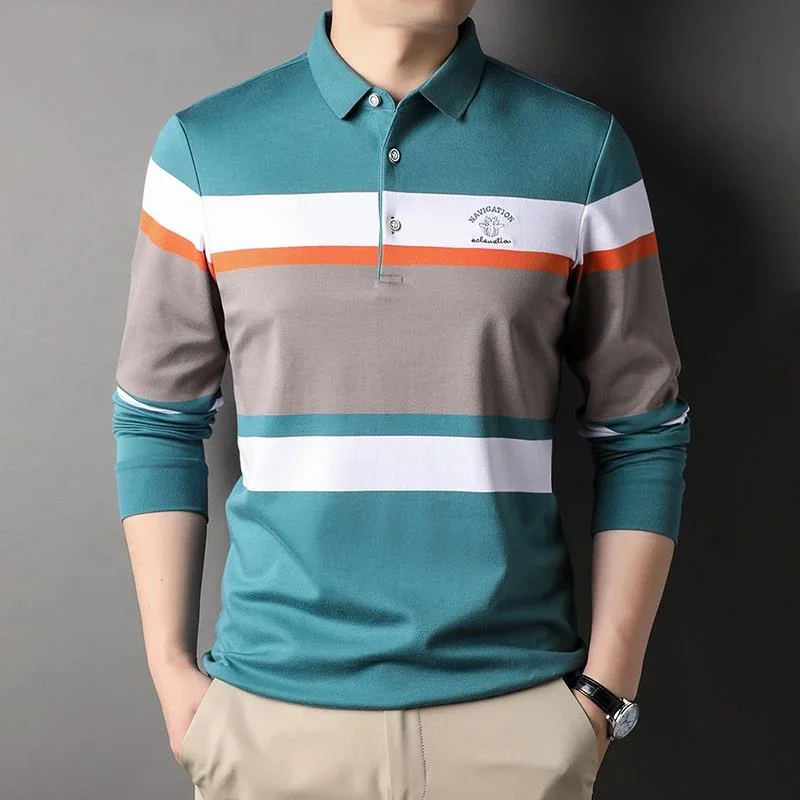

Рубашка-поло мужская с коротким рукавом, люксовая Повседневная простая модная, в полоску, лето