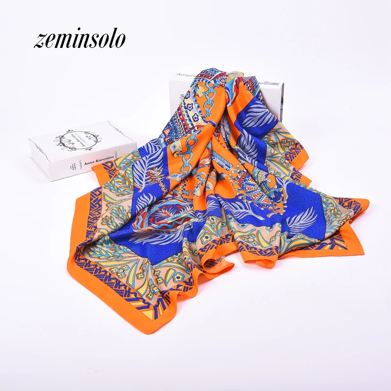 New Fashion Silk Scarf For Women Wrap 130*130cm Square Scarves Women Wraps Plaid Bandana Satin Printed Shawl Hijab Wraps Stole