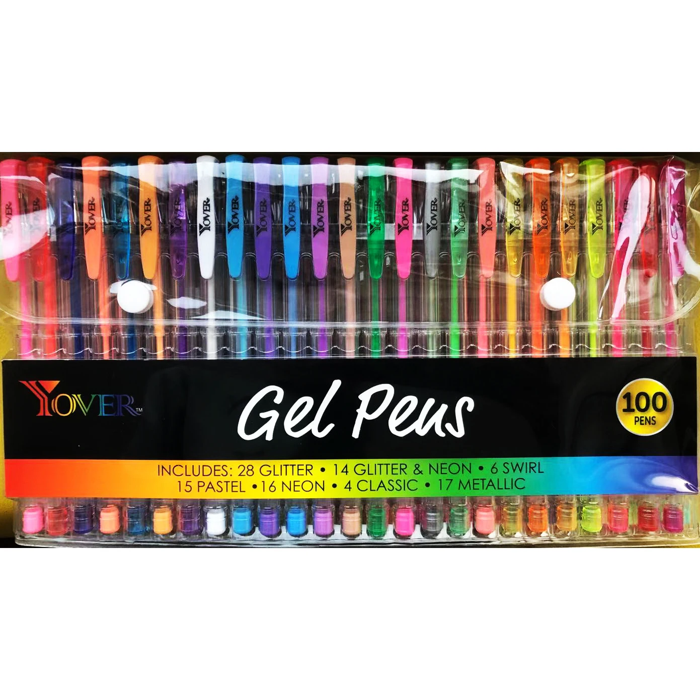 Complete Color Pen Set 100 Pieces- Gel Pen Kit With Standard, Neon