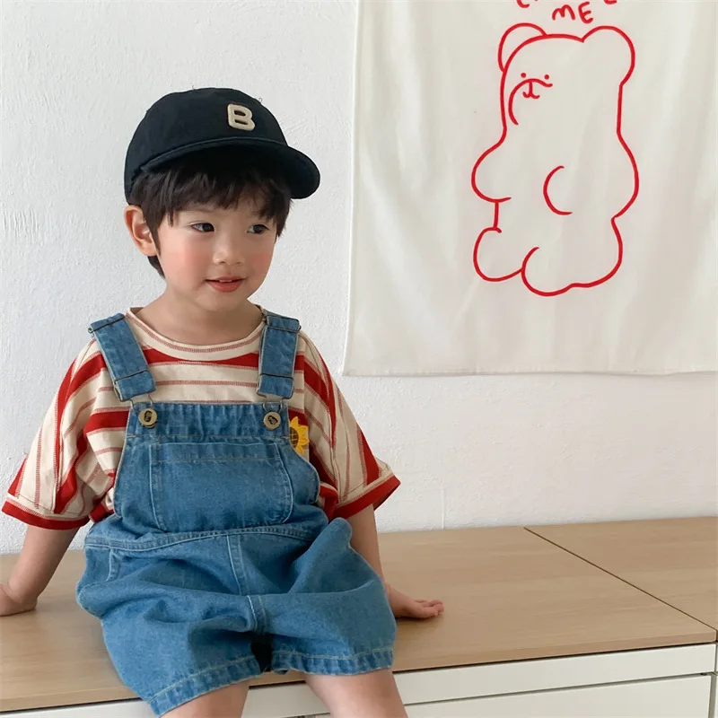 Summer Children Denim Jumpsuit Suspender Pants Kids Sleeveless Overalls Baby Girl One Piece Jeans Korean Boy Romper Trouser