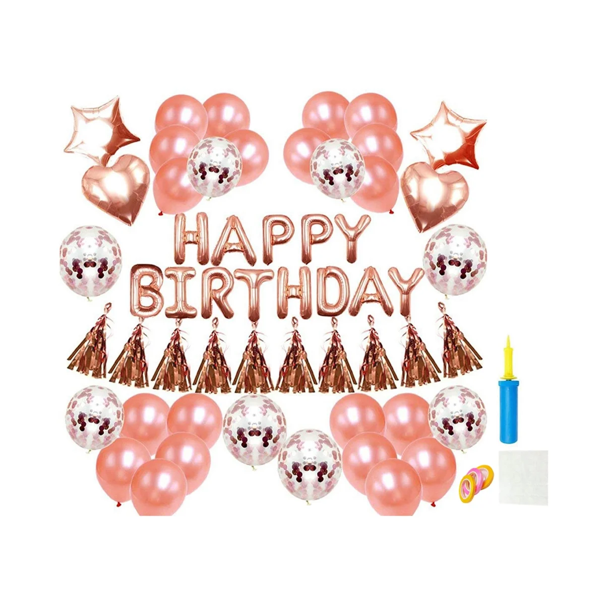 

Набор золотистых и розовых украшений для дня рождения с баннером, Пятиугольный воздушный шар с золотистыми блестками