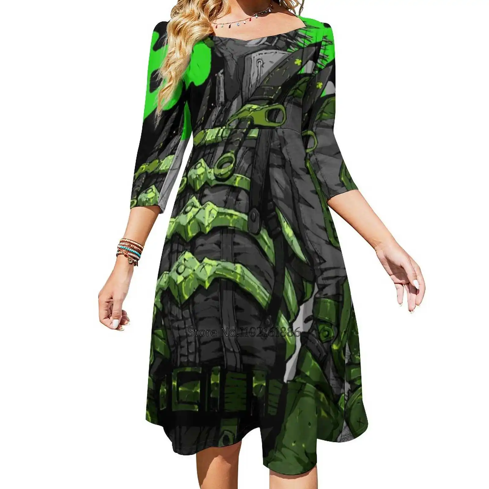 

Dorohedoro Caiman Back Lacing Backless Dress Square Neck New Plus Size Elegant Women Dress Caiman Kaiman Dorohedoro Manga Anime