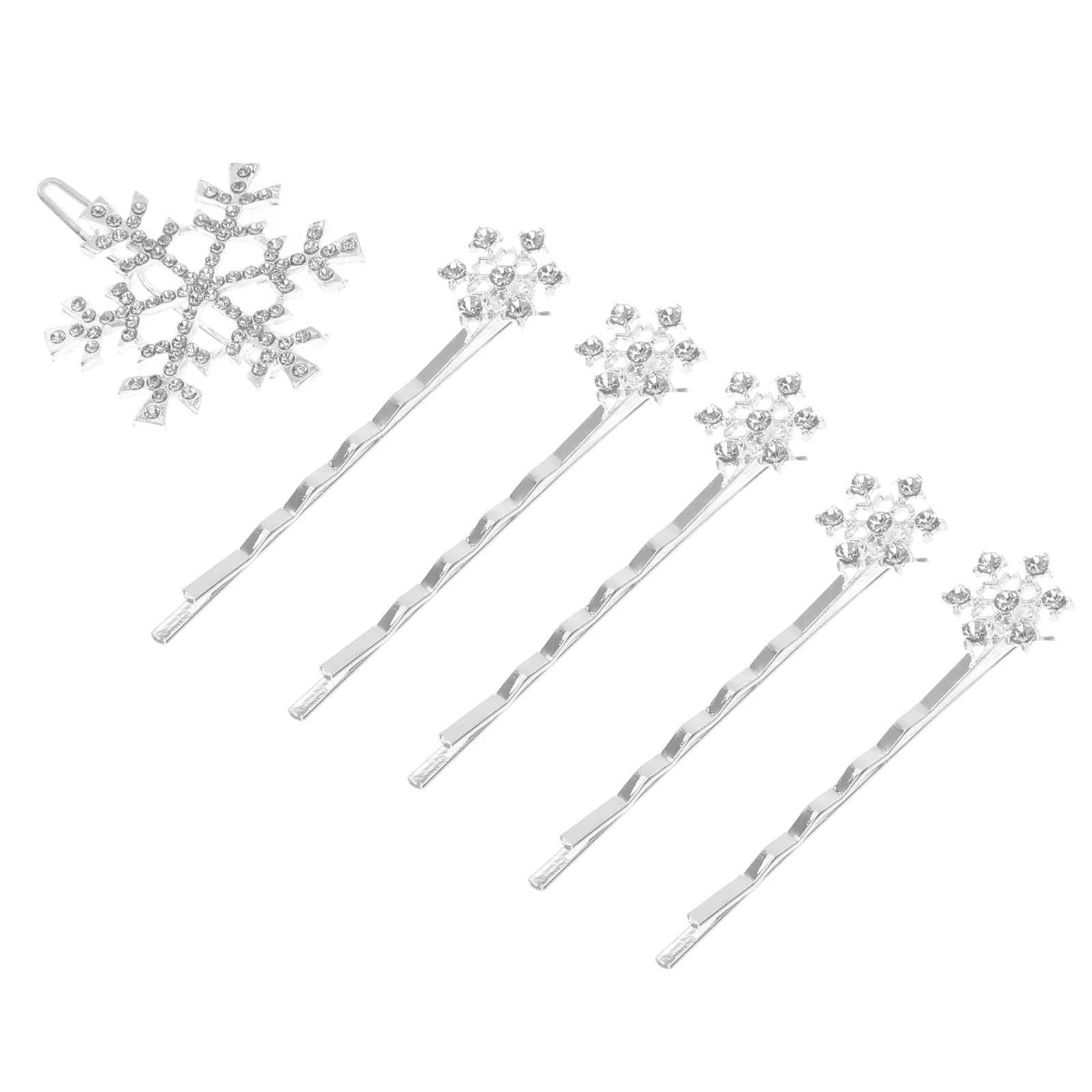 

6pcs Snowflake Hair Clips Rhinestone Hair Winter Snow Bobby Ladies Hair Styling Clips Barrettes White