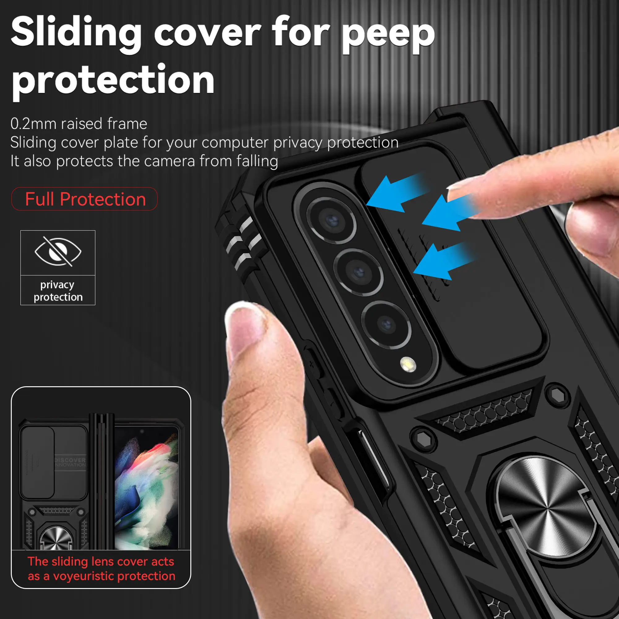 Slide Camera Lens for Samsung Galaxy Z Fold 4 Case 2022 Military Grade Bumpers Armor Cover for Samsung Galaxy Z Fold 4 5G