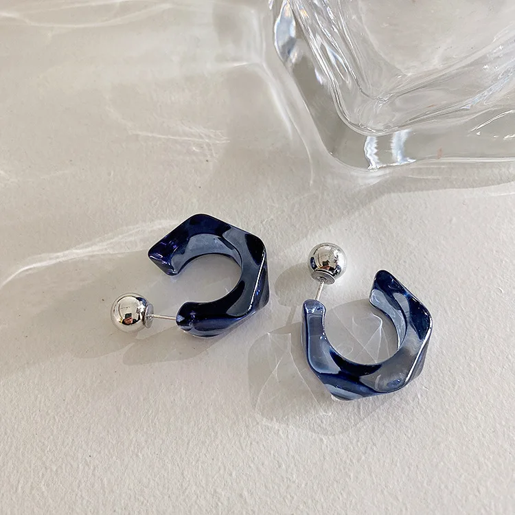 Orecchini a Cerchio Geometrici a C in Acrilico Trasparente Blu per Donne e Ragazze, Orecchini Pendenti di Tendenza, Gioielli per Feste e Viaggi, Regali all'Ingrosso  36